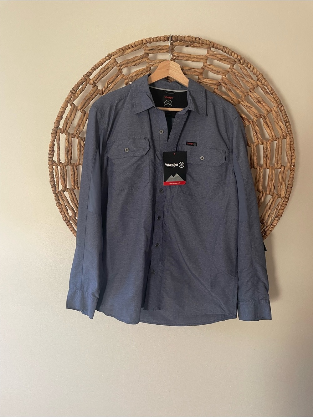 Wrangler Men’s Button-Down Shirt — Slate Blue
